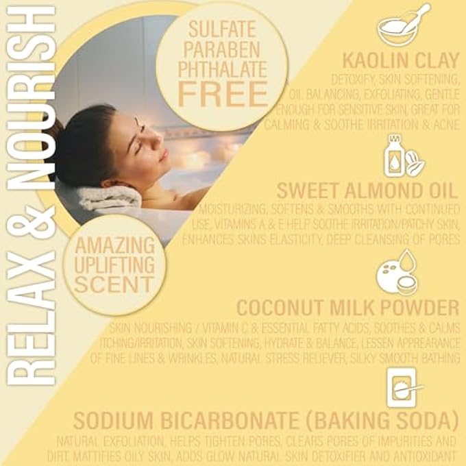 Luxiny Vegan Milk Bath Soak Made with Moisturizing Coconut Milk Powder & Sweet Almond Oil for a Bath Bomb Dust Soothing Fizz & Relaxing Soak, 8 oz. (Vanilla Buttercream) - Image 3